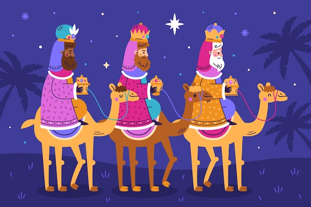 Gratis vector platte achtergrond voor reyes magos