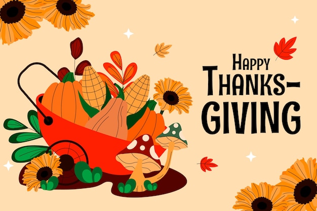 Gratis vector platte achtergrond voor thanksgiving day-viering