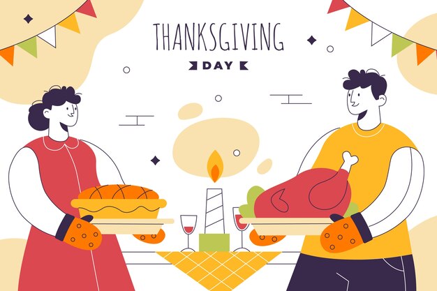 Gratis vector platte achtergrond voor thanksgiving-viering