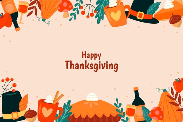 Gratis vector platte achtergrond voor thanksgiving-viering