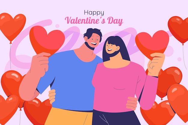 Gratis vector platte achtergrond voor valentijnsdag vakantie