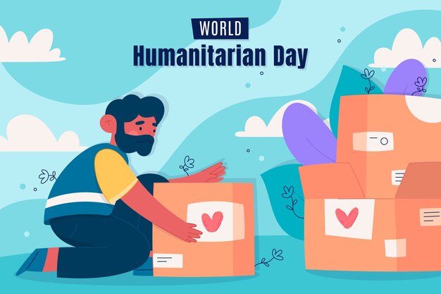 Platte achtergrond voor wereld humanitaire dag