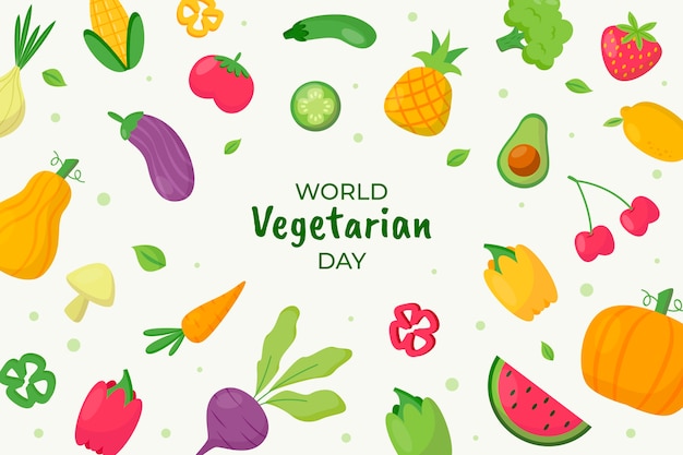 Platte achtergrond voor wereld vegetarische dag