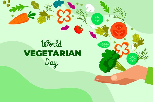 Platte achtergrond voor wereld vegetarische dag