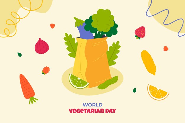 Platte achtergrond voor wereld vegetarische dag