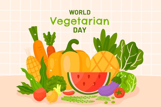 Platte achtergrond voor wereld vegetarische dag
