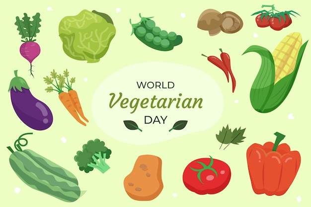 Platte achtergrond voor wereld vegetarische dag