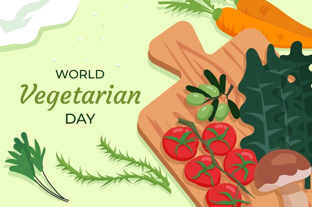 Platte achtergrond voor wereld vegetarische dag