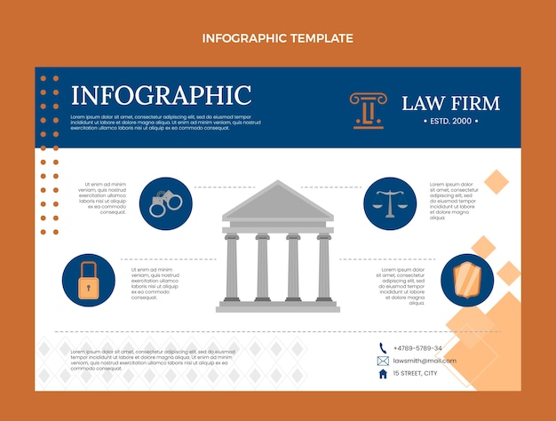 Gratis vector platte advocatenkantoor infographic sjabloon