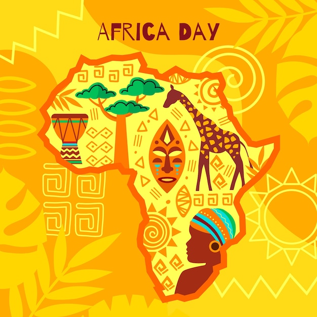 Gratis vector platte afrika dag illustratie