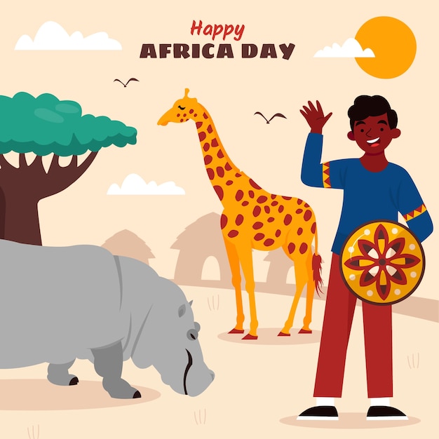 Gratis vector platte afrika dag illustratie