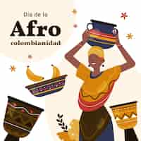 Gratis vector platte afro-colombiaanse dagillustratie