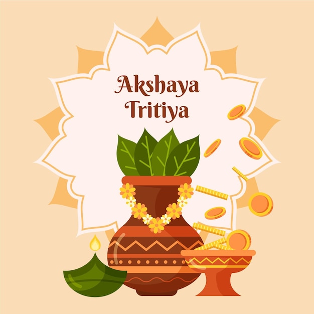 Gratis vector platte akshaya tritiya illustratie