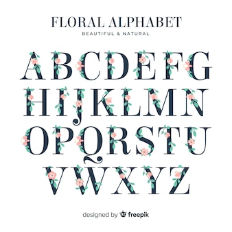 Platte alfabet met bloemen
