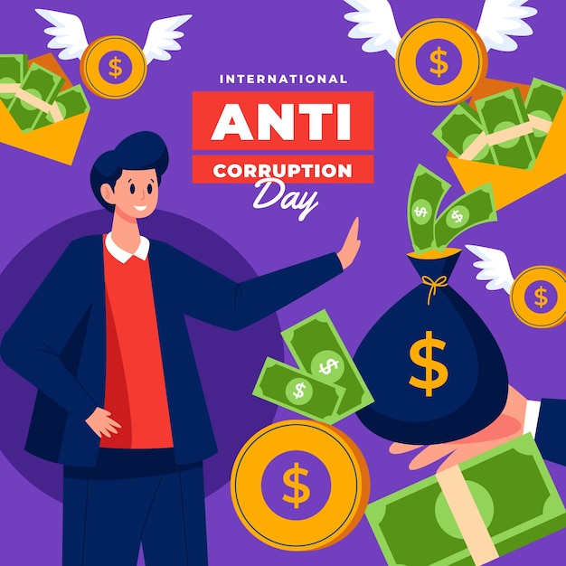 Gratis vector platte anti-corruptie dag achtergrond