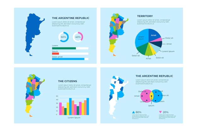 Gratis vector platte argentinië kaart infographic
