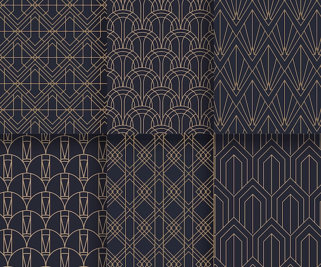 Platte art deco patroon ontwerpcollectie