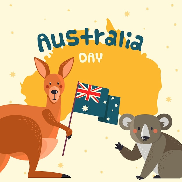 Platte australië dag illustratie