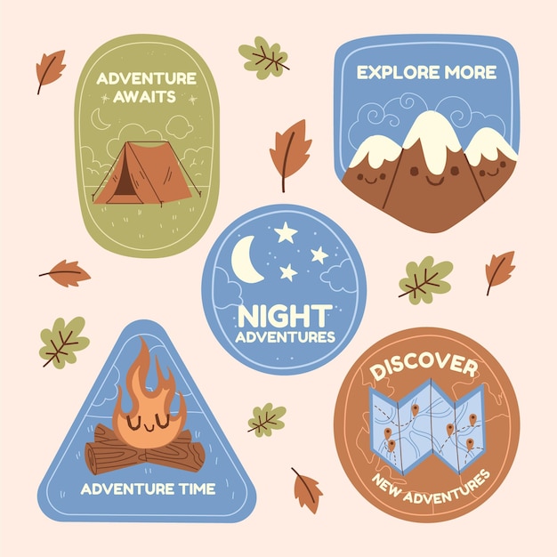 Gratis vector platte avonturenbadges