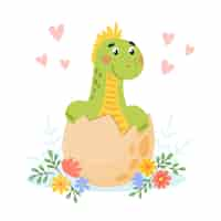 Gratis vector platte baby dinosaurus geïllustreerd