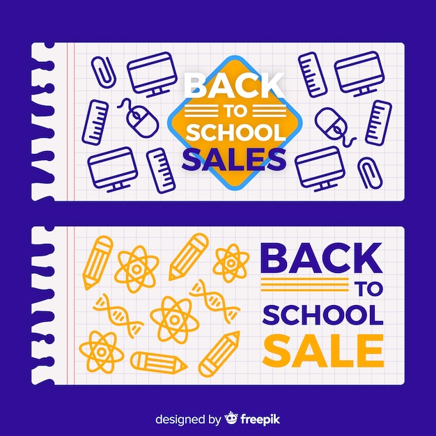 Platte back-to-school verkoopbanners