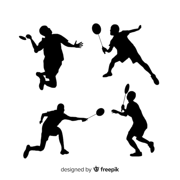 Platte badminton-speler silhouet collectie