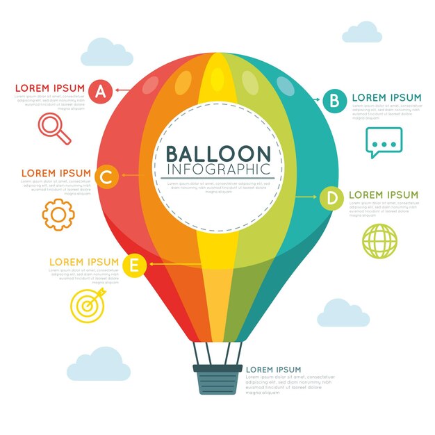 Platte ballon infographic concept
