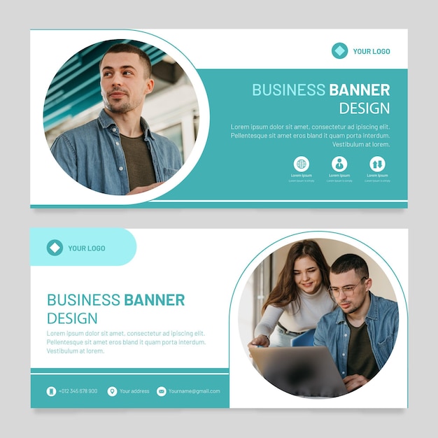 Gratis vector platte banners ontwerpsjabloon