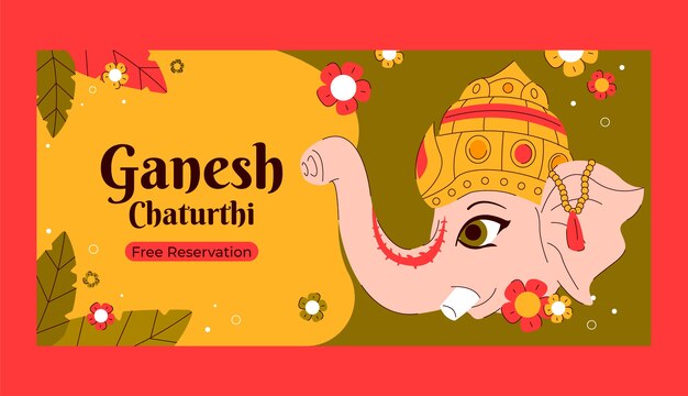 Platte bannersjabloon voor ganesh chaturthi-viering
