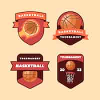 Gratis vector platte basketballabels collectie