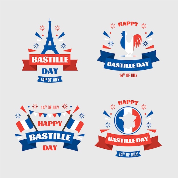 Platte bastille dag badge-collectie