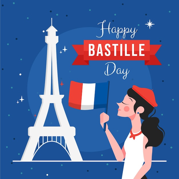 Platte bastille dag illustratie