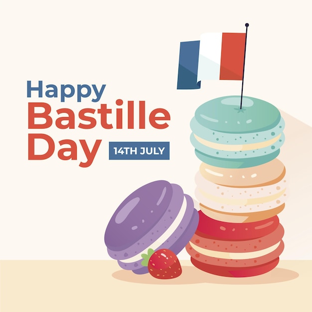 Platte bastille dag illustratie