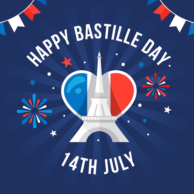 Platte bastille dag illustratie