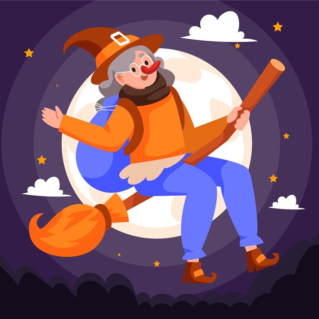 Gratis vector platte befana illustratie