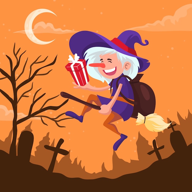 Platte befana illustratie