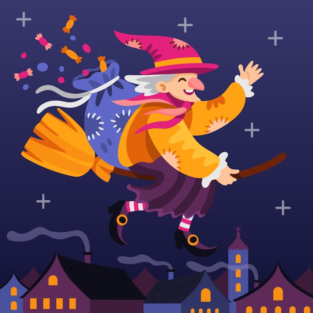 Gratis vector platte befana illustratie