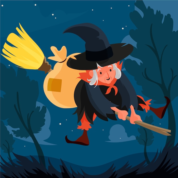 Gratis vector platte befana illustratie