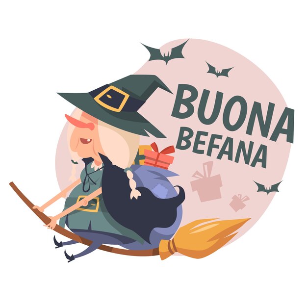 Platte befana illustratie