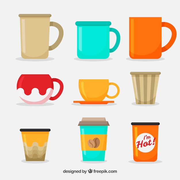 Gratis vector platte beker koffie collectie