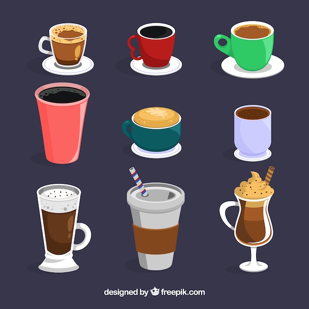 Gratis vector platte beker koffie collectie