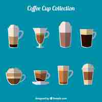 Gratis vector platte beker koffie collectie