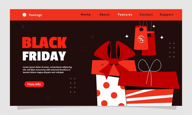 Platte bestemmingspaginasjabloon voor Black Friday-uitverkoop