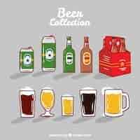 Gratis vector platte bierfles collectie