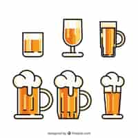 Gratis vector platte bierfles collectie