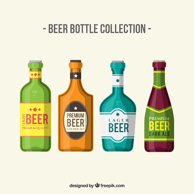 Gratis vector platte bierfles collectie