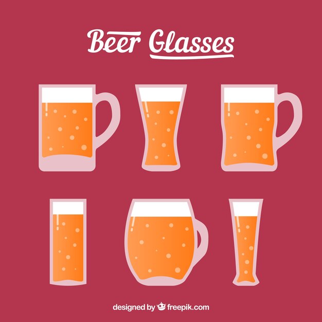 Platte bierglas en mokcollectie