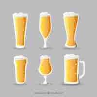 Gratis vector platte bierglas en mokcollectie