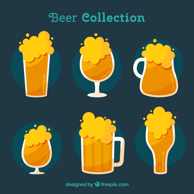 Gratis vector platte bierglas en mokcollectie