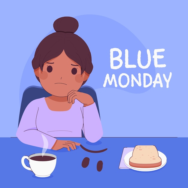 Gratis vector platte blauwe maandag illustratie